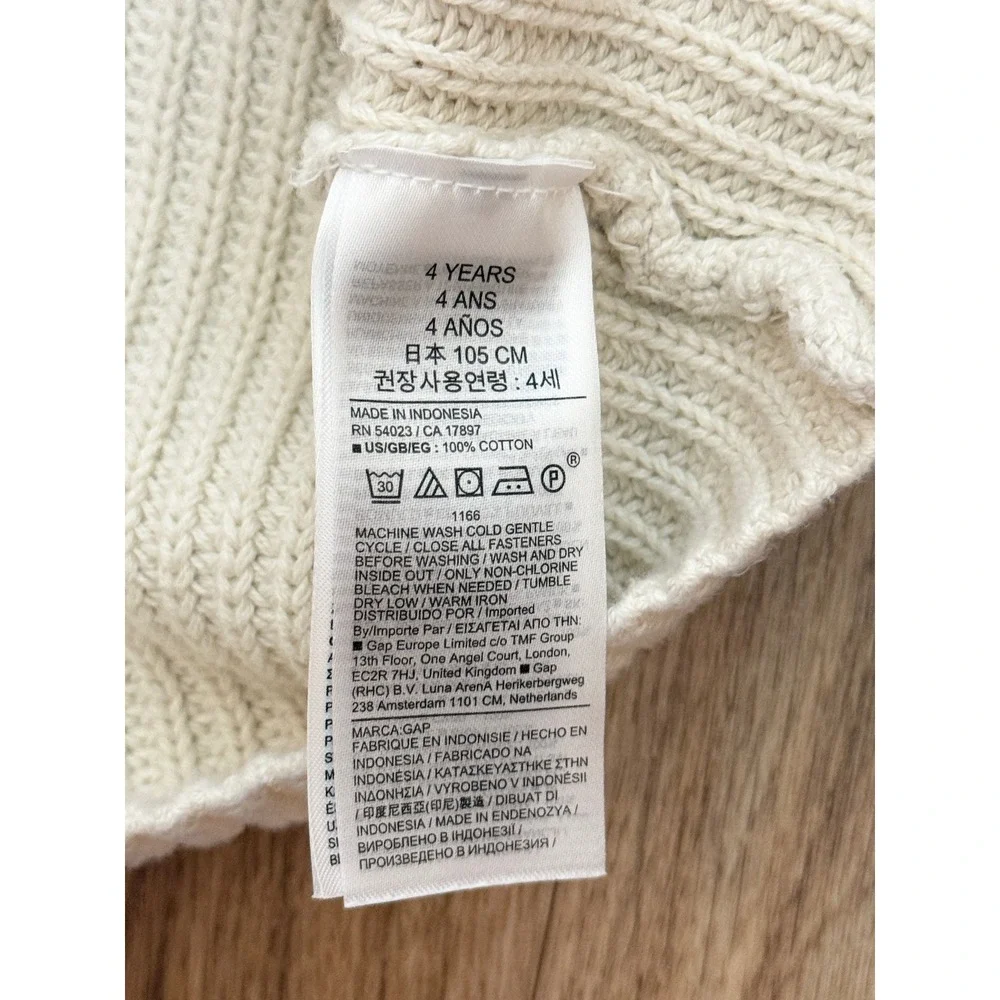 Baby Gap Kids Cream Ribbed Knit Ruffle Cuff Cardigan Sweater Cream Size 4